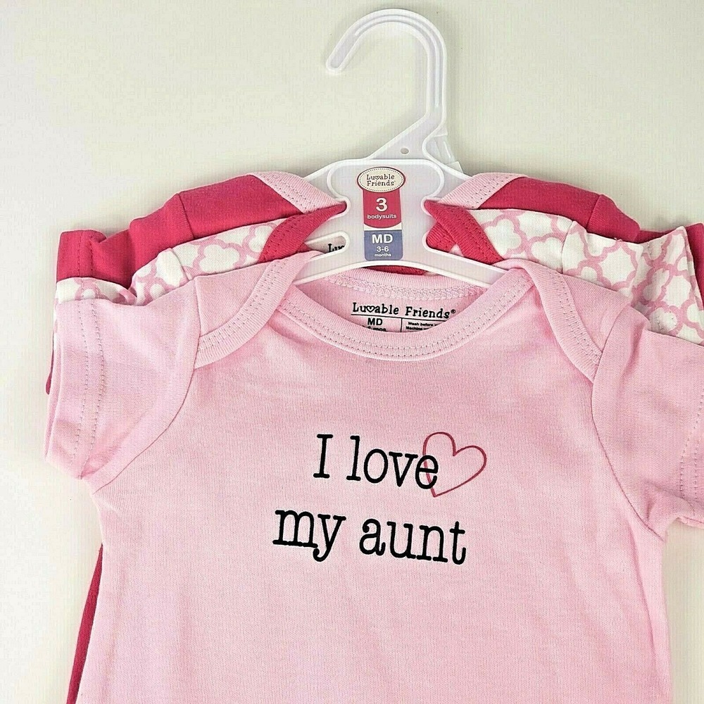 Luvable Friends Bodysuits Girls‎ 3-6 Month 3 piece New pink